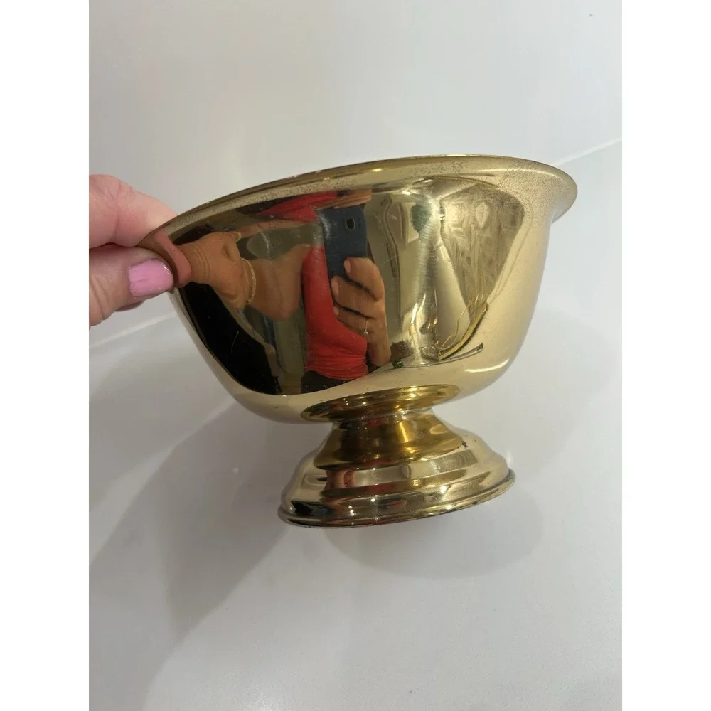 Vintage Brass Pedestal Bowl Traditional Heritage Decor